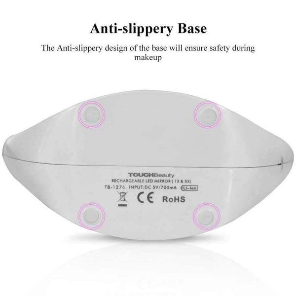 Led Light  Cosmetic Mirror Dual-side 1X and 5X, 360 Rotary, USB rechargeable Makeup Mirror TB-1276 - Planet Gates