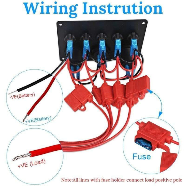 Planet Gates Led Marine Boat Switch Panel 12v 24v 6 Gang Waterproof On-Off Toggle Panel Switch USB Charger Socket Voltmeter 12v Power Outlet