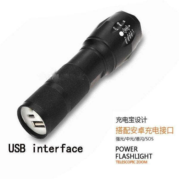 Planet Gates LED Rechargeable Flashlight T6 linterna torch 4000 lumen USB charging interface Outdoor Camping Powerful Zoomable portable light