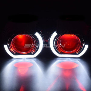 Planet Gates LED Running Lights Angel Eyes HID Bi xenon Projector Lenses for Headlights H4 H7 Car Retrofit Headlamp Lens Devil Eyes