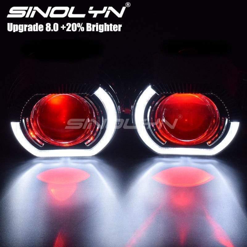 Planet Gates LED Running Lights Angel Eyes HID Bi xenon Projector Lenses for Headlights H4 H7 Car Retrofit Headlamp Lens Devil Eyes