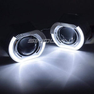 Planet Gates LED Running Lights Angel Eyes HID Bi xenon Projector Lenses for Headlights H4 H7 Car Retrofit Headlamp Lens Devil Eyes