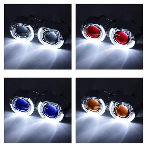 Planet Gates LED Running Lights Angel Eyes HID Bi xenon Projector Lenses for Headlights H4 H7 Car Retrofit Headlamp Lens Devil Eyes