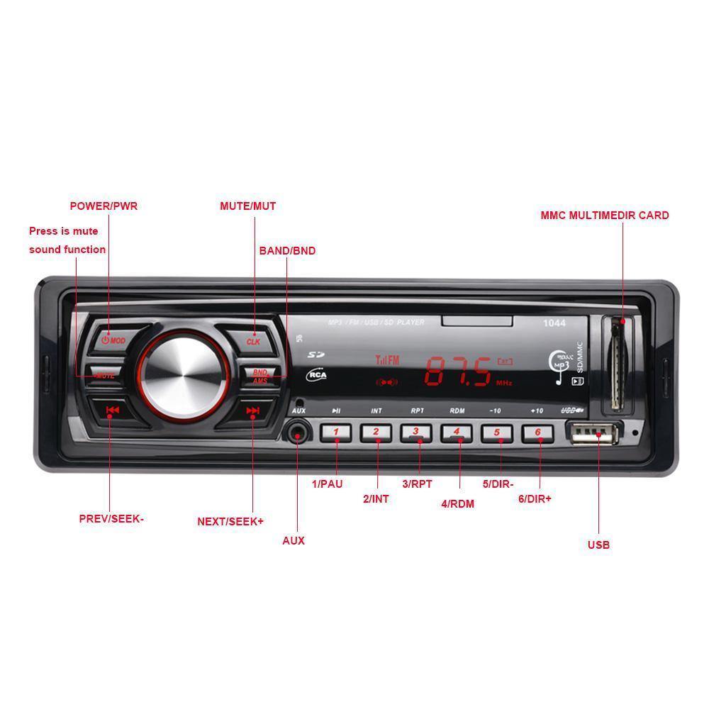 Planet Gates LED Screen In-Dash FM Car Input Receiver Stereo 50W x 4 LCD Display SD USB MP3 WMA Radio Player