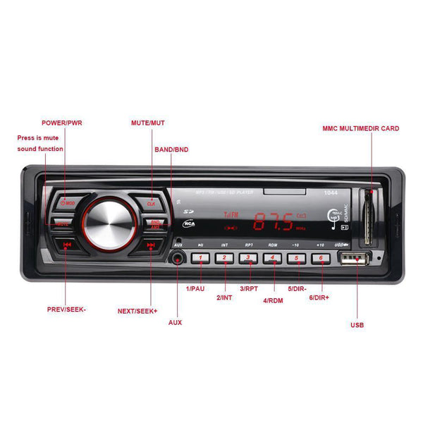 Planet Gates LED Screen In-Dash FM Car Input Receiver Stereo 50W x 4 LCD Display SD USB MP3 WMA Radio Player