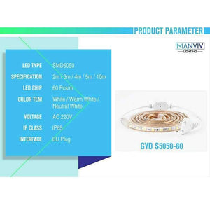 Planet Gates LED Strip 2M 3M 4M 5M 10M AC220V SMD5050 IP65 Waterproof 60LEDs/m  High Brightness Outdoor Lighting DIY For Festival Decoration