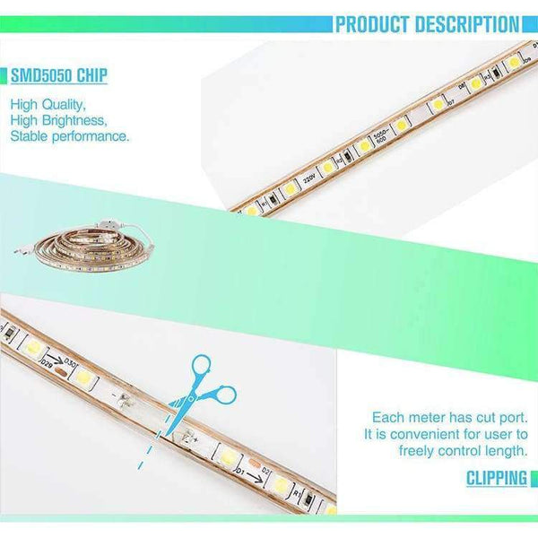 Planet Gates LED Strip 2M 3M 4M 5M 10M AC220V SMD5050 IP65 Waterproof 60LEDs/m  High Brightness Outdoor Lighting DIY For Festival Decoration