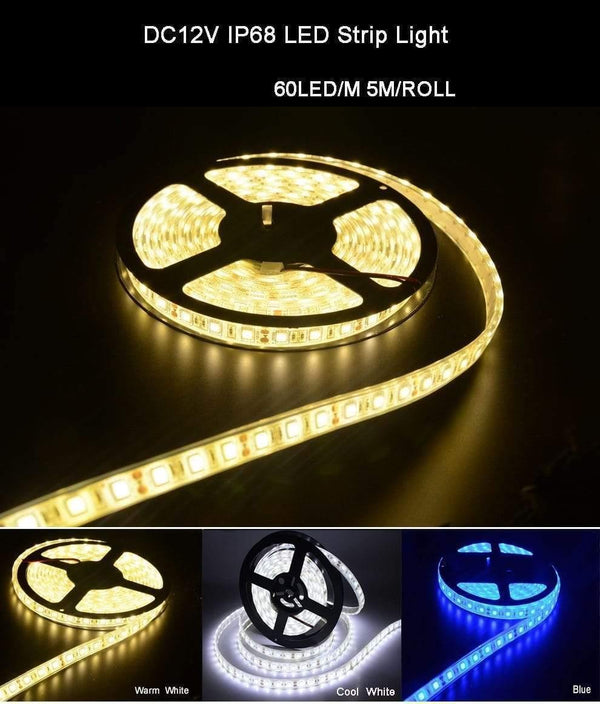 Planet Gates LED Strip 5050 IP68 Waterproof DC12V 60LED/M Outdoors LED Lighting Underwater for Swimming Pool Fish Tank Pond Fountain Bathroom
