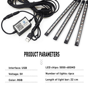 Planet Gates LED Strip Auto Car Ambient Light APP Control USB RGB Interior Atmosphere Lamp 5050 48SMD Flexible Car LED Decorative Lights