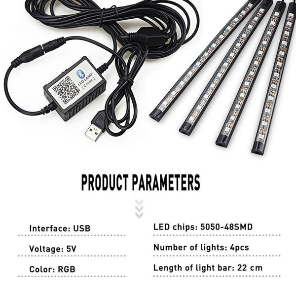 Planet Gates LED Strip Auto Car Ambient Light APP Control USB RGB Interior Atmosphere Lamp 5050 48SMD Flexible Car LED Decorative Lights