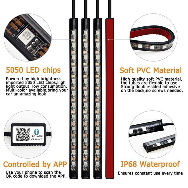 Planet Gates LED Strip Auto Car Ambient Light APP Control USB RGB Interior Atmosphere Lamp 5050 48SMD Flexible Car LED Decorative Lights