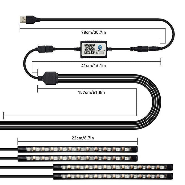 Planet Gates LED Strip Auto Car Ambient Light APP Control USB RGB Interior Atmosphere Lamp 5050 48SMD Flexible Car LED Decorative Lights