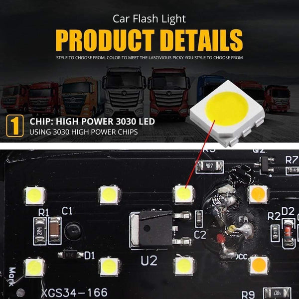 Planet Gates LED Strobe Warning Light Grille Flashing Breakdown Emergency Light Motorcycle Car Truck Side Lamp Traffic Signal Light 12V 24V