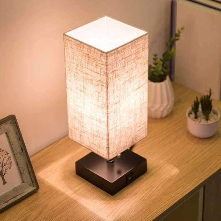 Planet Gates LED Table Lamp USB  Desk Lamp, reading lamp nightlight for bedroom with Unique Shade and Brown  Base