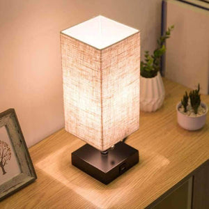 Planet Gates LED Table Lamp USB  Desk Lamp, reading lamp nightlight for bedroom with Unique Shade and Brown  Base