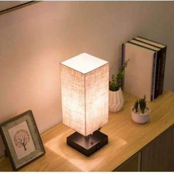 Planet Gates LED Table Lamp USB  Desk Lamp, reading lamp nightlight for bedroom with Unique Shade and Brown  Base