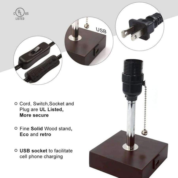 Planet Gates LED Table Lamp USB  Desk Lamp, reading lamp nightlight for bedroom with Unique Shade and Brown  Base