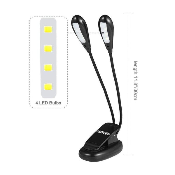 Planet Gates LEDGLE Rechargeable Book Lights Compact LED Book Light Easy Clip-on Reading Lamps with 2 Lamp Arms