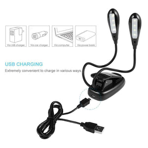 Planet Gates LEDGLE Rechargeable Book Lights Compact LED Book Light Easy Clip-on Reading Lamps with 2 Lamp Arms