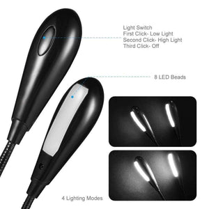 Planet Gates LEDGLE Rechargeable Book Lights Compact LED Book Light Easy Clip-on Reading Lamps with 2 Lamp Arms