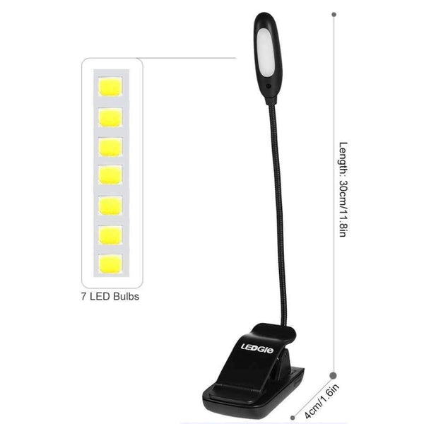 Planet Gates LEDGLE Rechargeable LED Book Light Flexible Clip-on Reading Lamp Eye-friendly LED Light 3 Lighting Modes Rotatable Gooseneck