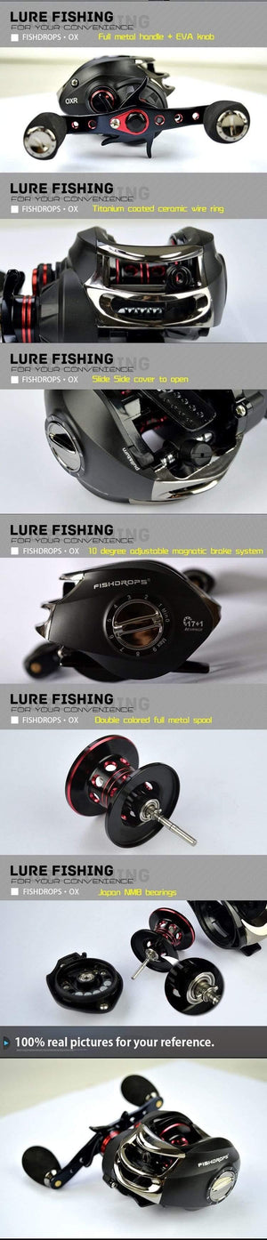 Planet Gates Left Hand Reel Casting Fishing Reel Baitcasting Reels Saltwater Freshwater Baitcaster 17+1BB Magnetic Brake System Fishing Reel