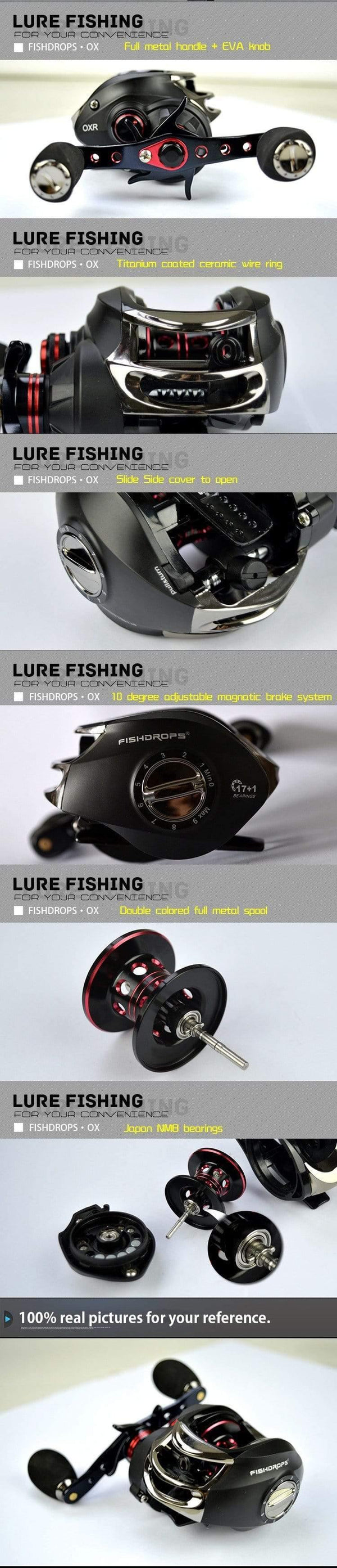 Planet Gates Left Hand Reel Casting Fishing Reel Baitcasting Reels Saltwater Freshwater Baitcaster 17+1BB Magnetic Brake System Fishing Reel