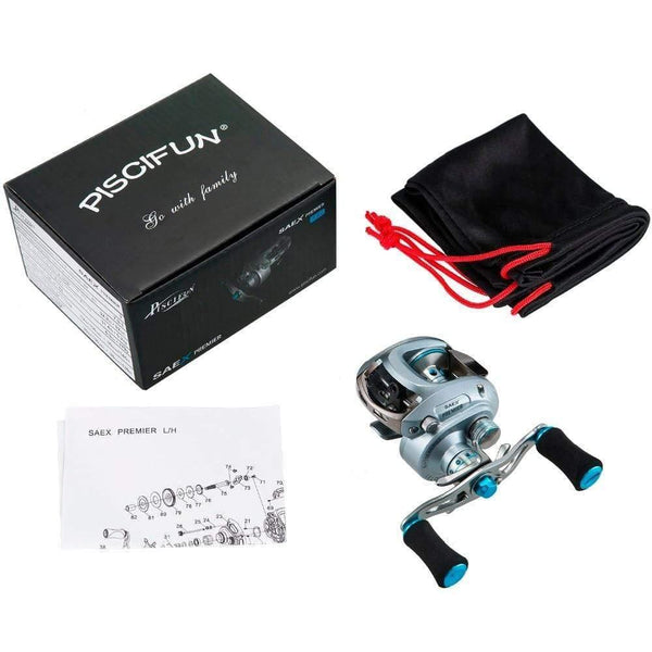 Planet Gates Left Hand Saex Premier Baitcasting Reel 7BB 6.5: 1 Magnetic Brake 179g Aluminum  Right or Left Hand Bait Casting Fishing Reel