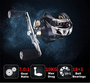 Planet Gates left hand using 18+1 BB Fishing Reel Carbon Shell Lightweight 217g Max Drag 10KG/17.6LB Baitcasting Reel Casting Reel Reel Fishing