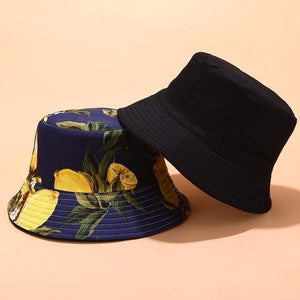Planet Gates lemon / head 55-59cm Panama Bucket Hats Women Men Reversible Fruit Banana Watermelon Cherry Print Fisherman Hat Casual Harajuku Hip Hop Bucket Cap