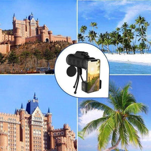 Planet Gates Lens for phone 40X60 Zoom for Smartphone Monocular Telescope Scope Camera Camping Hiking Fishing with Compass Phone Clip Tripod