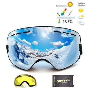 Planet Gates Lens silver Ski Goggles Double Lens UV400 Anti Fog Unisex Snowboard Ski Glasses With Night Vision Ski Lens Snow Eyewear Adult