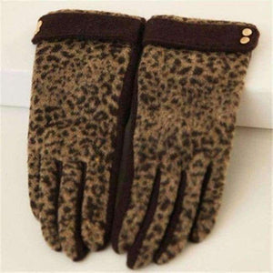 Planet Gates leopard coffee / One Size 2018 Autumn Winter Women Knitted Wool Gloves Touch Screen Leopard Solid Color Keep Warm Five Fingers Elegant Lady Glove T166