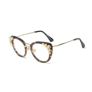Planet Gates leopard Kachawoo rhinestone eyeglasses ladies luxury transparent sexy cat eye eyewear frames women decoration accessories