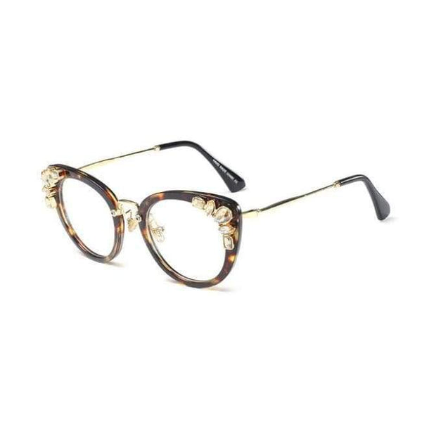 Planet Gates leopard Kachawoo rhinestone eyeglasses ladies luxury transparent sexy cat eye eyewear frames women decoration accessories
