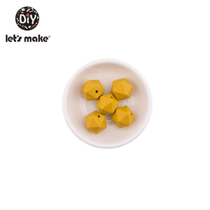 Planet Gates Let's Make 10pc 14mm Silicone Beads Hexagon Bpa Free Silicone Teether Diy Teething Toy Baby Chewable Accessories Baby Teether