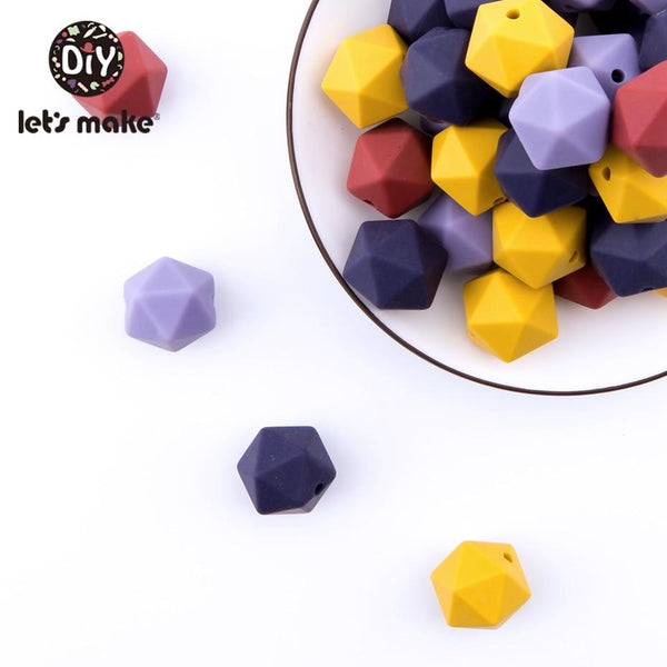 Planet Gates Let's Make 10pc 14mm Silicone Beads Hexagon Bpa Free Silicone Teether Diy Teething Toy Baby Chewable Accessories Baby Teether