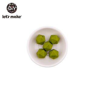 Planet Gates Let's Make 10pc 14mm Silicone Beads Hexagon Bpa Free Silicone Teether Diy Teething Toy Baby Chewable Accessories Baby Teether