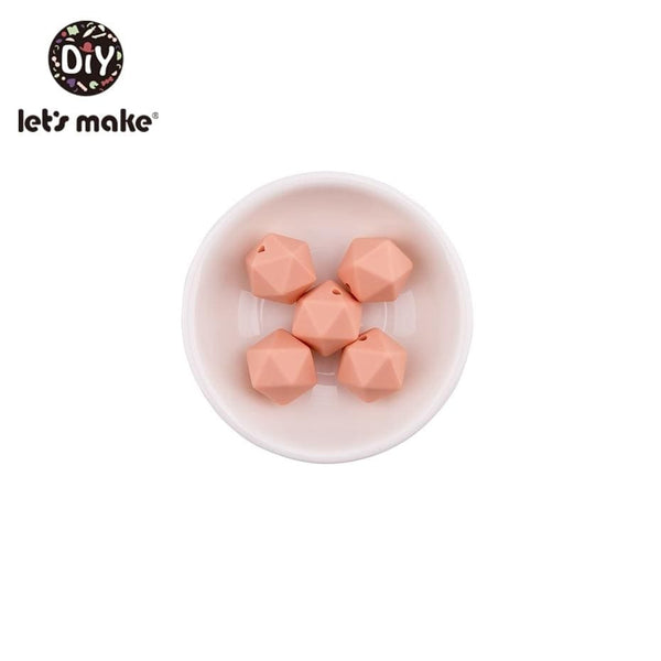 Planet Gates Let's Make 10pc 14mm Silicone Beads Hexagon Bpa Free Silicone Teether Diy Teething Toy Baby Chewable Accessories Baby Teether