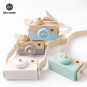 Planet Gates Let'S Make 1Pc Wooden Baby Toys Fashion Camera Wood Pendants Montessori Toys For Kids Wooden Diy Present Nursing Gift Baby Block