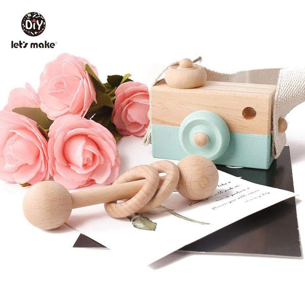 Planet Gates Let'S Make 1Pc Wooden Baby Toys Fashion Camera Wood Pendants Montessori Toys For Kids Wooden Diy Present Nursing Gift Baby Block
