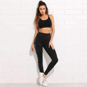 Planet Gates Letter Print Side Skinny Leggings 2018 Stretchy Active Wear Crop Leggings Women Athleisure Sporting Leggings