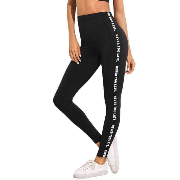 Planet Gates Letter Print Side Skinny Leggings 2018 Stretchy Active Wear Crop Leggings Women Athleisure Sporting Leggings