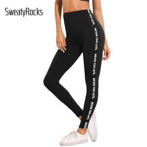 Planet Gates Letter Print Side Skinny Leggings 2018 Stretchy Active Wear Crop Leggings Women Athleisure Sporting Leggings