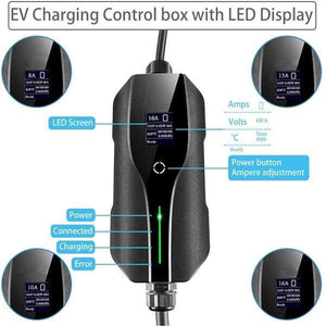 Planet Gates Level 2 EV Charger Portable Electric Car Charging Box 16A 24A 32A Adjustable  with Type 1 J1772 Plug Cee Outlet Standard