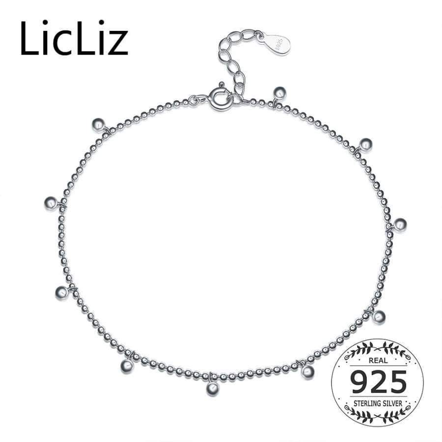 Planet Gates LicLiz Silver Strand Beads Ball Anklet Ball Chain Foot Bracelet Women 925 Sterling Charms Ankle Beach Sandal Fine Jewelry LA0007