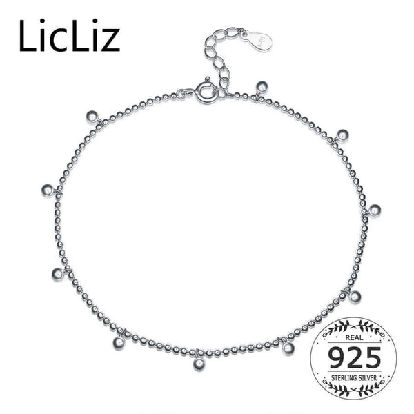Planet Gates LicLiz Silver Strand Beads Ball Anklet Ball Chain Foot Bracelet Women 925 Sterling Charms Ankle Beach Sandal Fine Jewelry LA0007