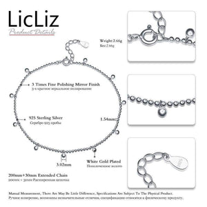 Planet Gates LicLiz Silver Strand Beads Ball Anklet Ball Chain Foot Bracelet Women 925 Sterling Charms Ankle Beach Sandal Fine Jewelry LA0007