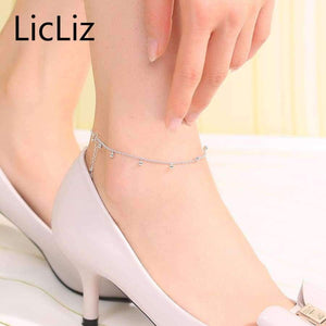 Planet Gates LicLiz Silver Strand Beads Ball Anklet Ball Chain Foot Bracelet Women 925 Sterling Charms Ankle Beach Sandal Fine Jewelry LA0007