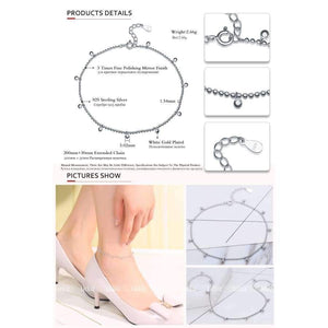Planet Gates LicLiz Silver Strand Beads Ball Anklet Ball Chain Foot Bracelet Women 925 Sterling Charms Ankle Beach Sandal Fine Jewelry LA0007